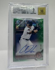 2022 Bowman Chrome Draft Chase DeLauter 1st Auto Green Refractor /99 BGS 9