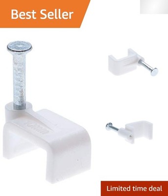 Pack of 100 White Flat Cable Clips - Perfect for Organizing Various Cable Types