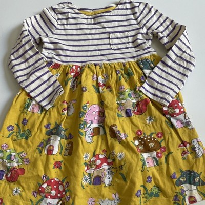 Mini Boden Long Sleeve Twirly Cotton Dress  Mushroom Squirrel Print Size 4-5Y