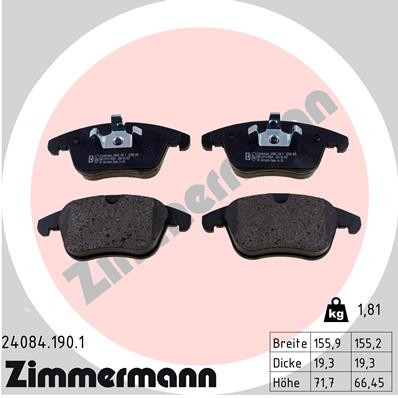 24084.190.1 Zimmermann brake pad set, disc brake for Jaguar, MG