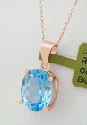 GENUINE 5.06 Cts BLUE TOPAZ PENDANT NECKLACE  14K ROSE GOLD PLATED (.925) - NWT — photo 2
