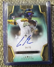 Lawrence Butler 2024 Topps Five Star Rookie ON CARD Auto FSA-LB Aqua /75 RC SSP. rookie card picture