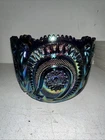 HTF Large Vintage LE Smith Carnival Purple Blue Iridescent Bowl Scalloped Rim EX