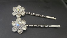 Crystal Double Flower Bobby Pin Set