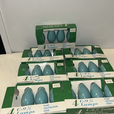 Vintage C9 Christmas Bulbs Lamps Lights New - 27 Total Lamps Aqua Color T.G&Y