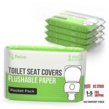 Toilet Seat Cover Paper Flushable 50 Pack - XL for Adults and Kids Potty