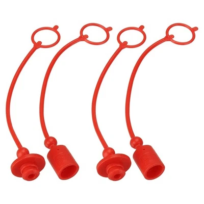 2 Jeux de Bouchons et Capots Hydrauliques pour Couplage 1/4", Rouge - Photo 1/4