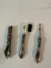 AWESOME VINTAGE GODINGER SILVER ART CO MAKEUP BRUSH SET TRAVEL POUCH CASE RARE