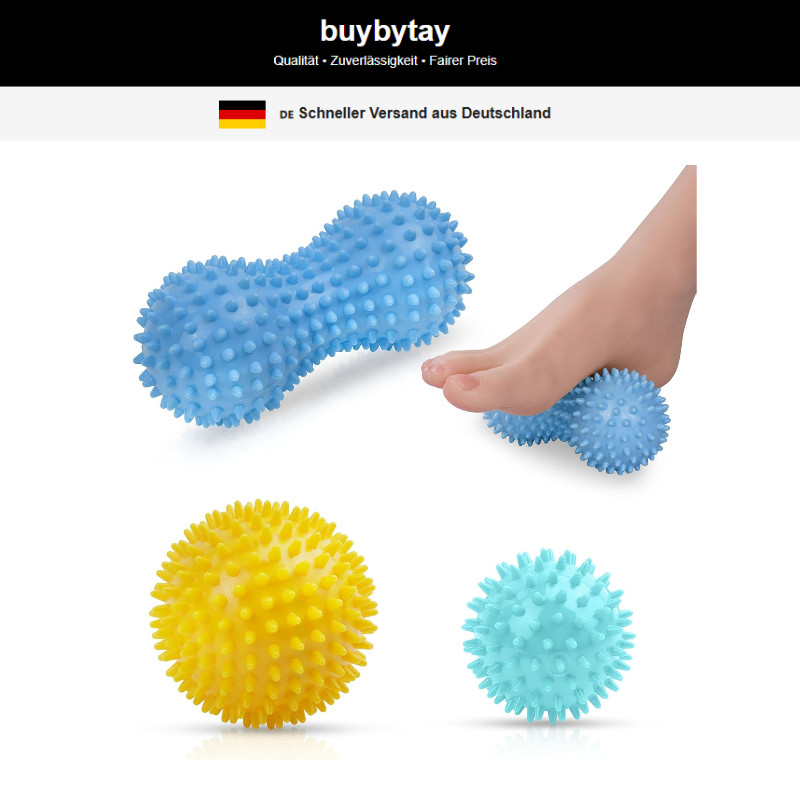 Massagebälle 3er Set Igelball für Rücken Beine Füße Hände