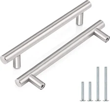 Probrico (25 Pack 5 Inch Euro T Bar hole center 5", Brushed Nickel 