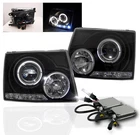 1997-2000 TOYOTA TACOMA BLACK HALO LED PROJECTOR HEADLIGHTS LAMP+6000K XENON HID