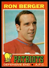 1971 Topps FOOTBALL Ron Berger #107 NE Patriots ROOKIE HIGH GRADE BEAUTY!