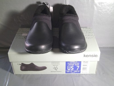Kensie Carmella Ladies' Fleece Lined Rain Shoe Black Slip-On Style Size 7