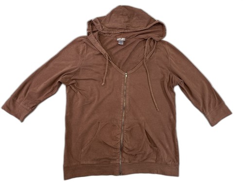 PROSPIRIT YOGA Hoodie XXLarge Brown Cotton Relaxed Fit Lightweight Zipper Front