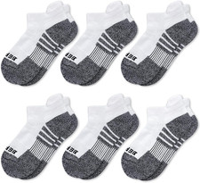 Kids' Athletic Cushion Ankle Socks 6 Pairs Low Cut Heel Tab for Youth Big Boys G