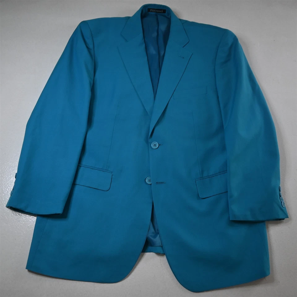 Ferrecci 46R 36x30 Bright Blue Mens Jacket Pants Suit - Image 2 of 4