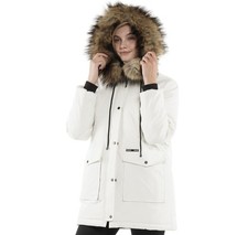 Women's Winter Warm Puffer Coat Parka Jacket with Faux Fur Removable Hood LG