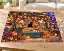 Black Cat Bakery Halloween Puzzle  500 Piece Autumn Night Scene
