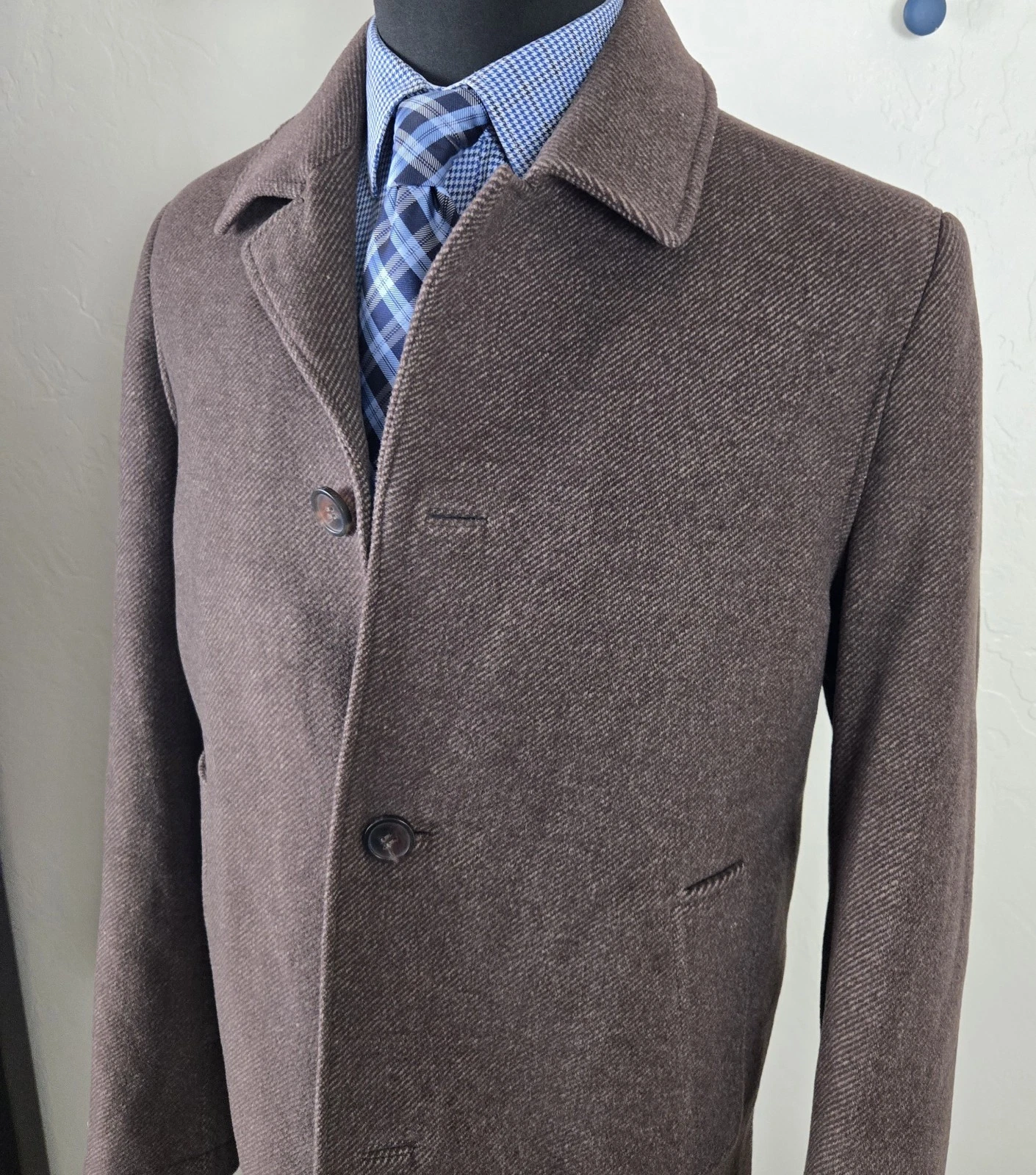 Kenneth Cole Reaction Brown Peacoat Wool Blend Men's L Walking Jacket Car Coat - product detail image 1