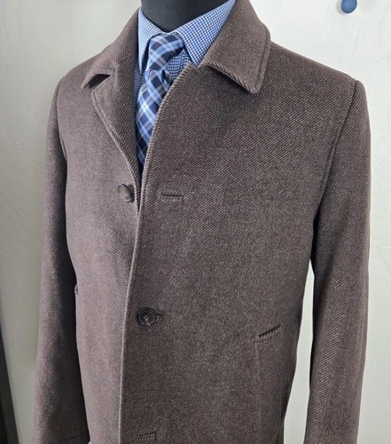 Kenneth Cole Reaction Brown Peacoat Wool Blend Men's L Walking Jacket Car Coat video thumbnail