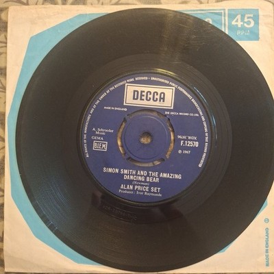 ALAN PRICE SET ''SIMON SMITH AND THE AMAZING DANCING BEAR'' 45 RPM VINYL SGL 1967