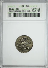 1837 New York Feuchtwangers Composition Cent 1C ANACS Soapbox XF40 HT-268