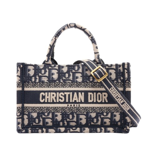 DIOR Mini Book Tote Shoulder Handbag Navy Blue Oblique Canvas S5573CRIW