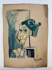 Pablo Picasso COA Art Painting Original Drawing Vintage Paper Signed