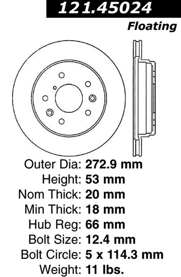 Rotor de freno estándar Centric Parts 121.45024 C-Tek para 86-91 Mazda RX-7 Foto 3 de 4