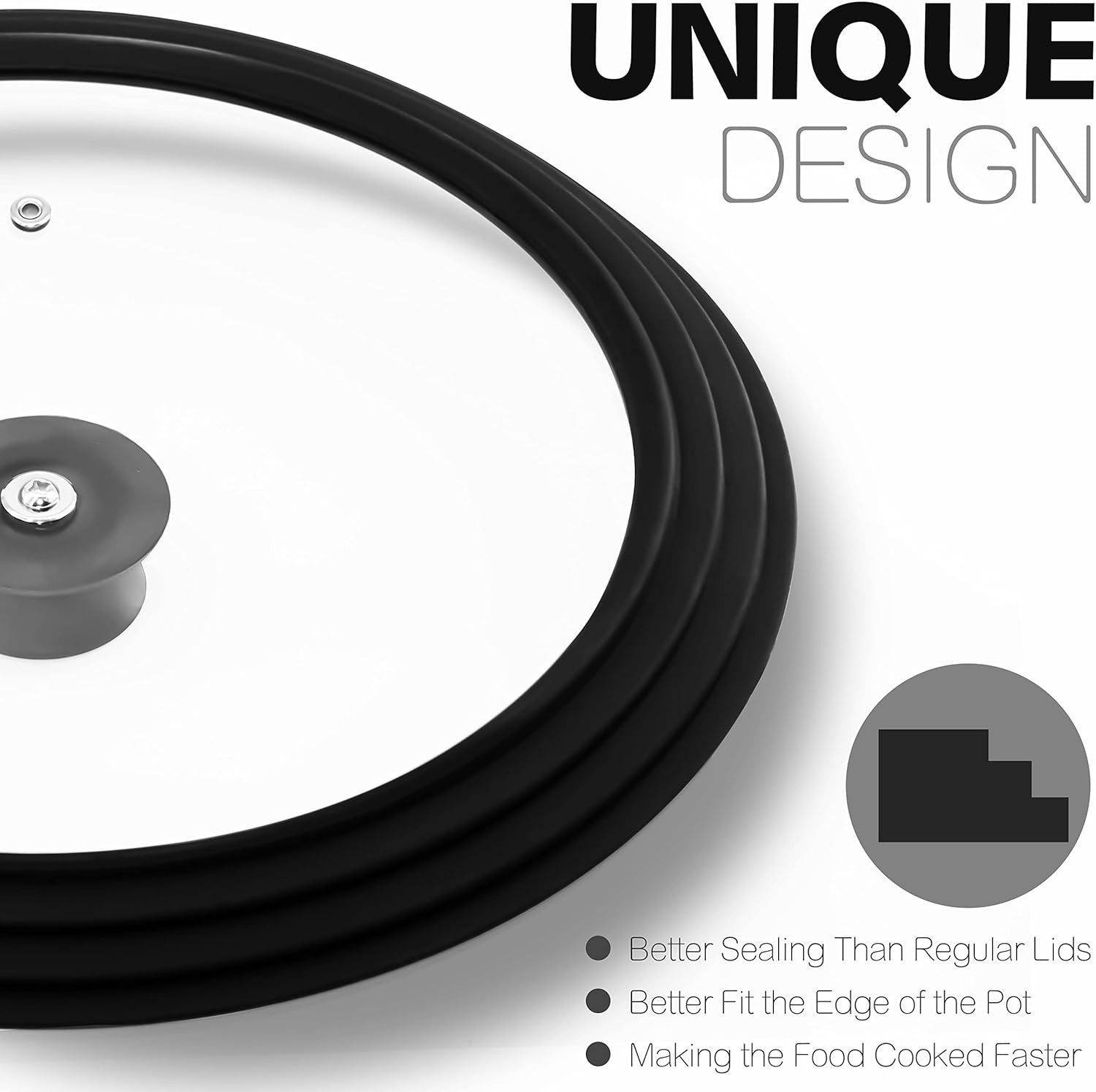 Silicone Universal Lid for Pots, Pans and Skillets - Tempered Glass Covered with