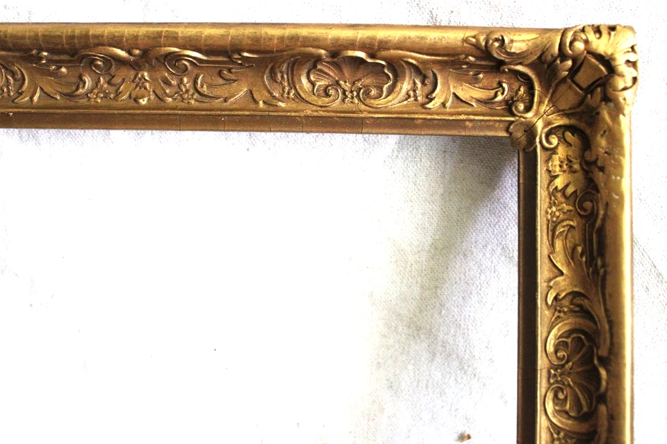 EXCELENTE MADERA ANTIGUA SE ADAPTA A MARCO DE FOTOS DE 9 X 12" ORO ORNAMENTADO ARTESANÍAS YESO Foto 3 de 4