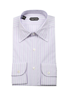 TOM FORD Striped Purple High Collar Dress Shirt Size 40 / 15,75 U.S. New With...