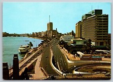 Postcard Egypt Cairo River Nile Hilton Hotel Egyptian Television Building 40Q