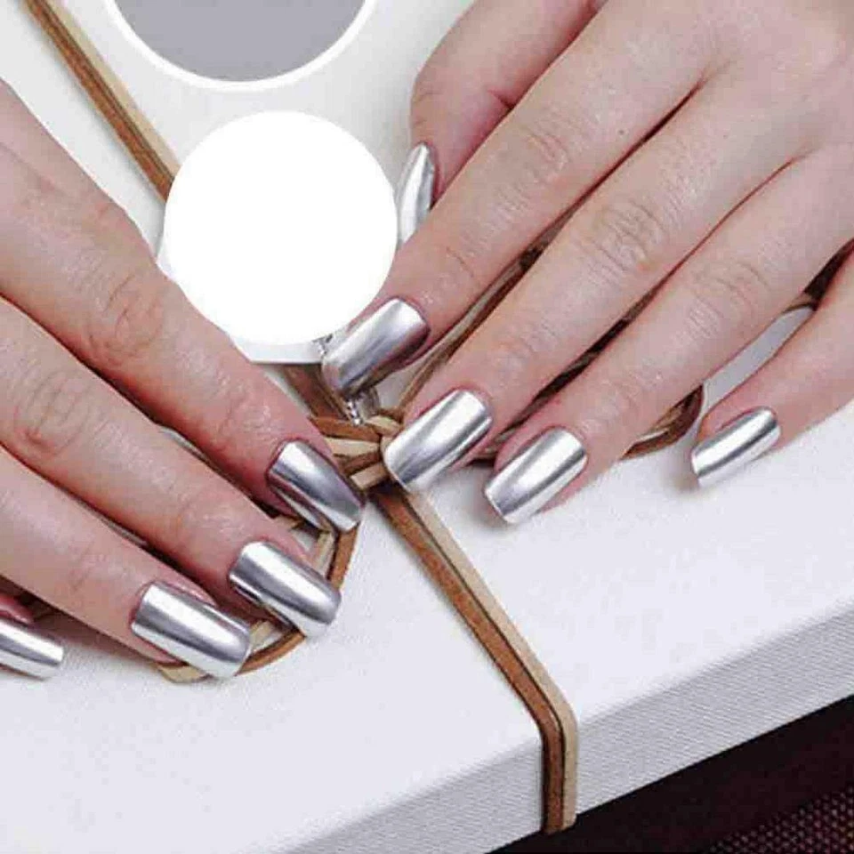 Metallic Nagellack Metallisch Magie Spiegeleffekt Chrom Nail Art Lack Silber - Bild 2 von 4