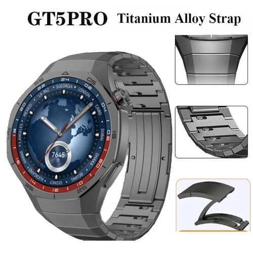 Correa de aleación de titanio resistente sin huecos para Huawei Watch GT5 Pro 46 mm correa para hombre - Imagen 26 de 26