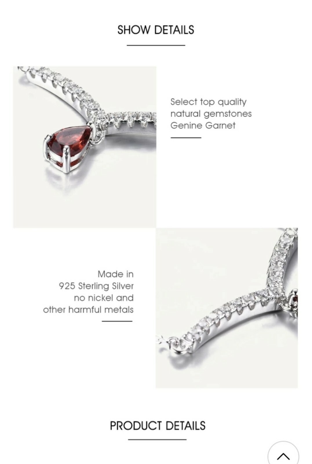 NEU Luxus COLLIER 925 Sterling Silber GRANAT Stein Zirkonia Halskette 