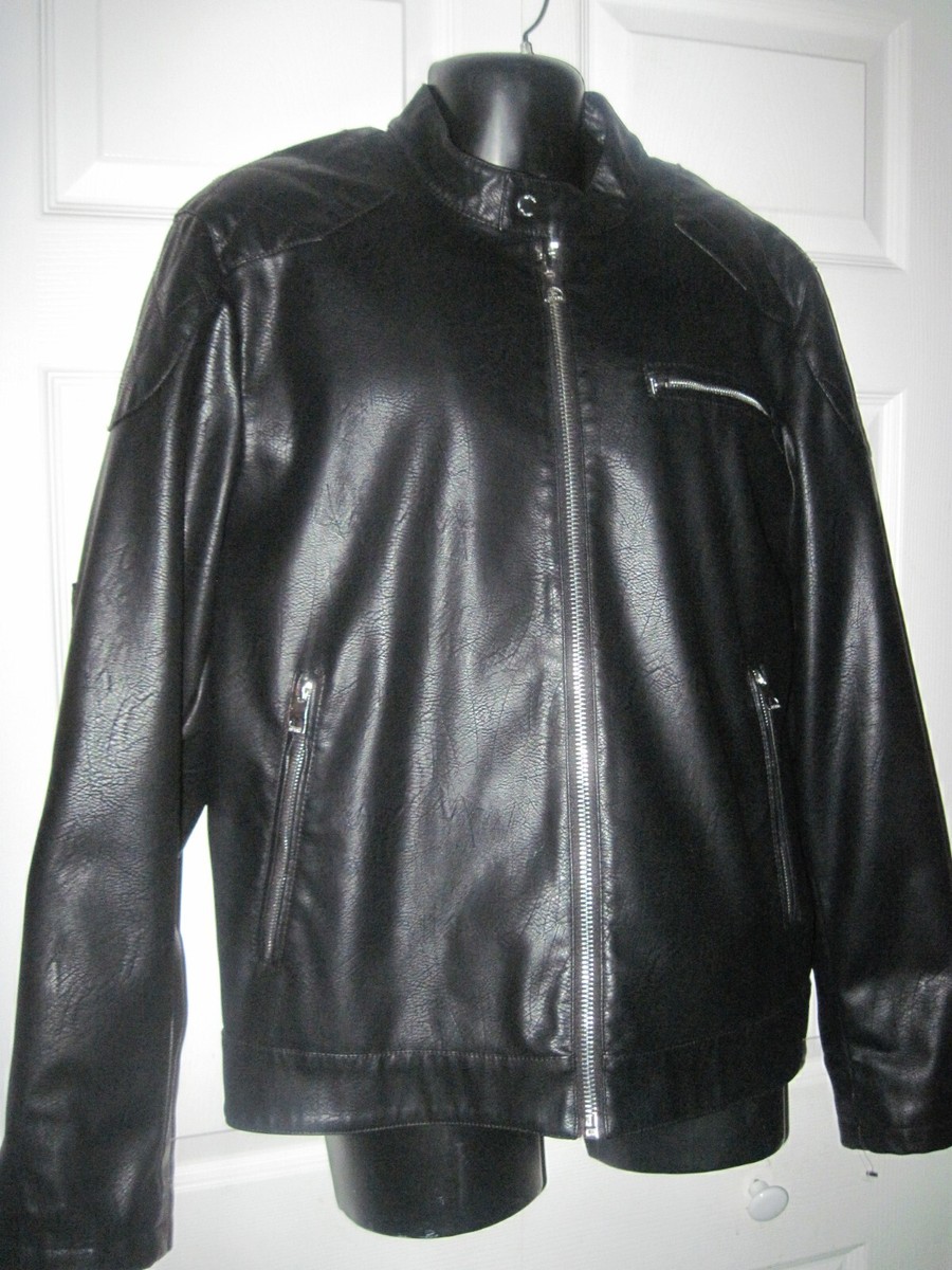 GUESS Men's Moto Motorcycle Biker Jacket Black Size XL 44 inch