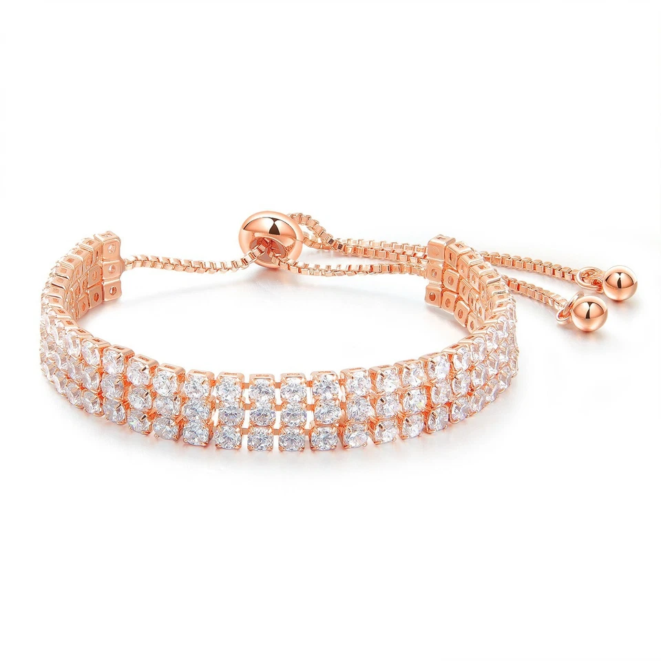 Women Bracelets Multirows Tassel Crystal Bling Shine Party Prow Wedding 0463 - Image 3 of 4
