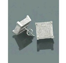 2Ct Lab Created Diamond Round Unisex Cluster Stud Earrings 14K White Gold Plated