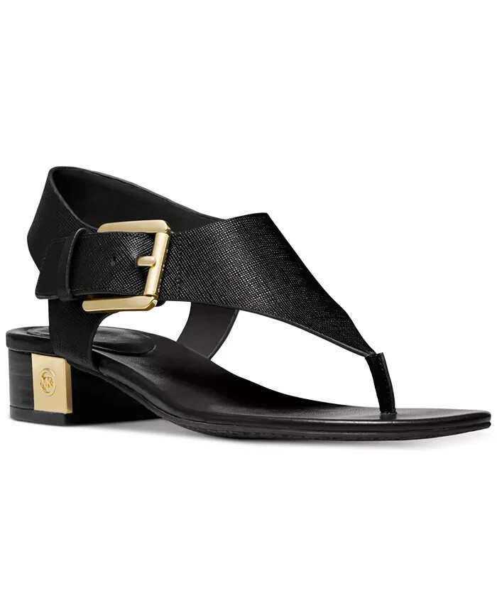 Michael Kors Z1208* Womens Black London Thong Block Heel Sandals Size 10 M  | eBay