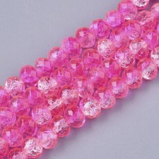 50 Rondelle Beads Glass Pink Clear Faceted 8x4mm Jewelry Supplies Abacus Ombre
