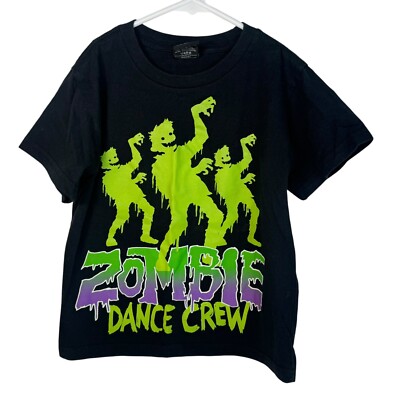 Zombie Dance Crew Black Short Sleeve Shirt Top Tee Kids Boys Walking Dead Undead