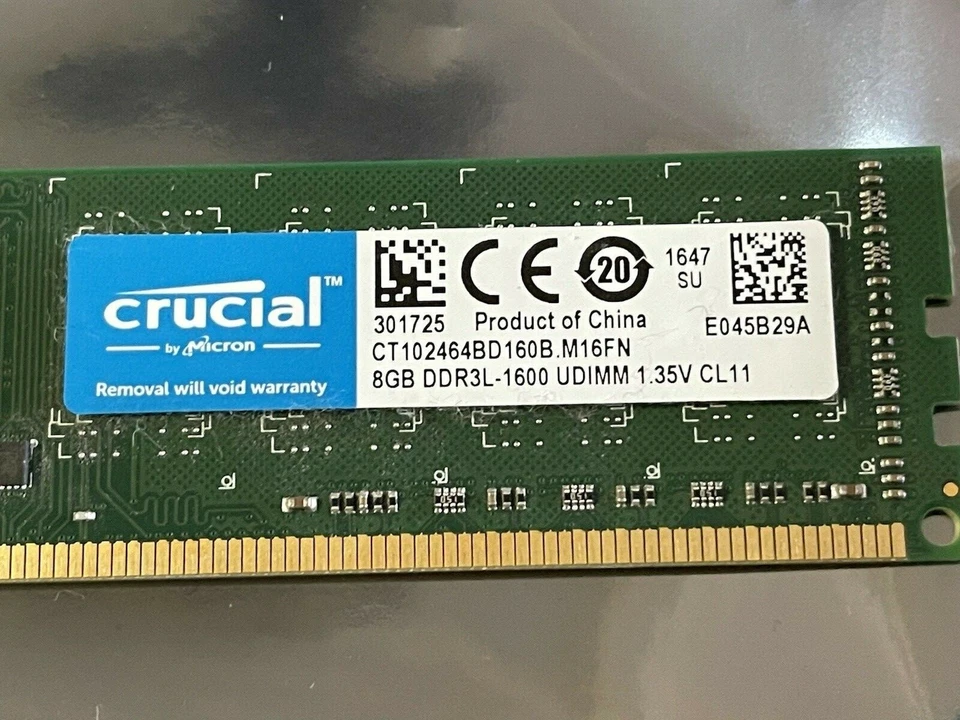 16GB (2x8GB) Crucial CT102464BD160B PC3-12800 DDR3L-1600 UDIMM 1.35V Desktop RAM - Image 2 of 4