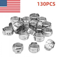 260pcs 304 Stainless Steel Single Ear Hose Clamp Crimp Hose Clamp Assortment Kit