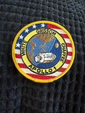 Patch missione spaziale vintage NASA Apollo 1 bianco Grisdom Chaffee 3,5" mai usata