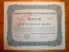 D: Esplanade Hotel, Berlin, 1921, 1000 MARK, HOTEL*