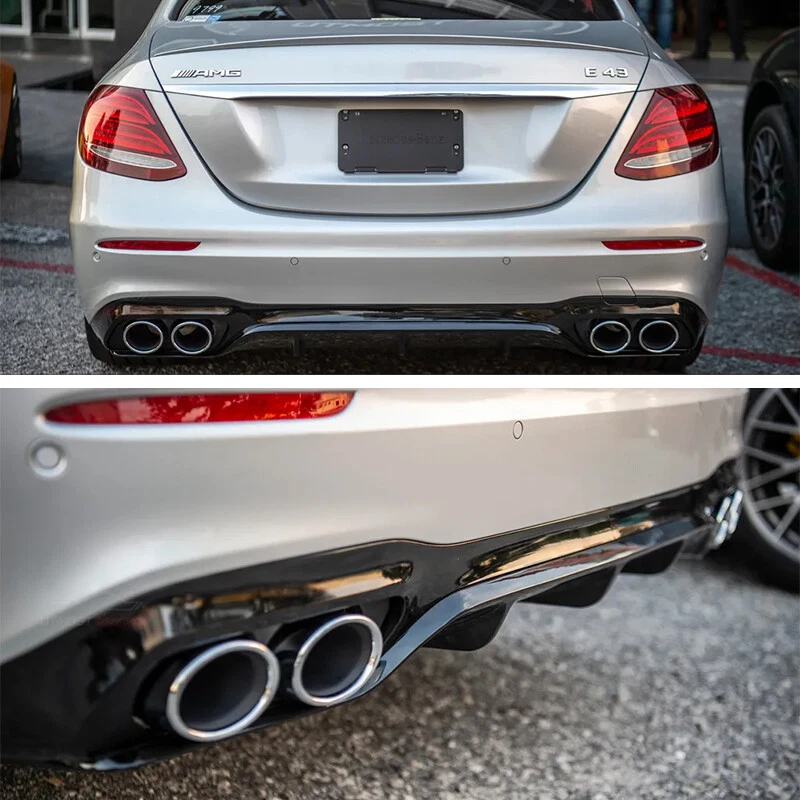 For Mercedes Benz S213 E400 E43 2016-20 Rear Bumper Diffuser W/ Exhaust Tips Foto 2 de 4