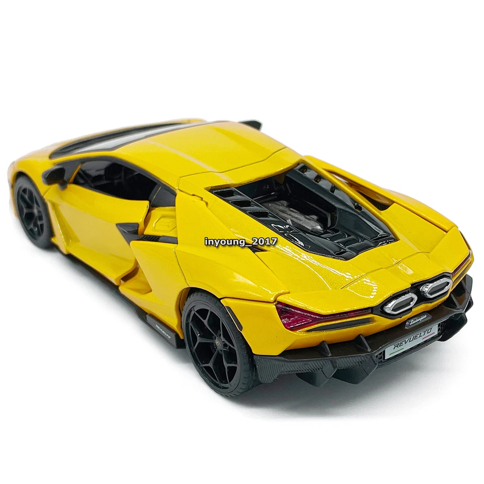 1/32 Scale Lamborghini Revuelto Model Car Diecast Toy Cars Metal Vehicles Yellow - Image 4 of 4