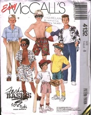 4132 Vintage McCalls Sewing Pattern Boys Shirt Top Pants Shorts Easy Basics OOP