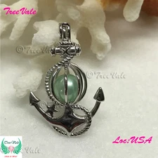 Anchor of Fate - Solid 925 Sterling Silver-Locket Pearl Cage Pendant- Hold 6-8mm